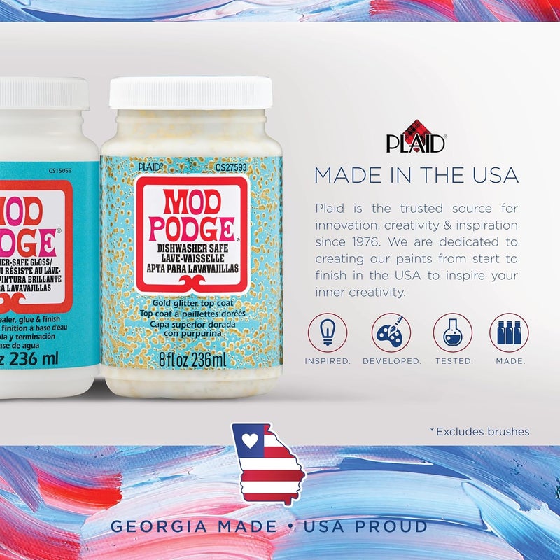 Mod Podge مجموعة ديكوباج آمنة في غسالة الصحون، تشمل 3 فرش ناعمة، مثالية لمشاريع الفنون والحرف اليدوية - Image 4
